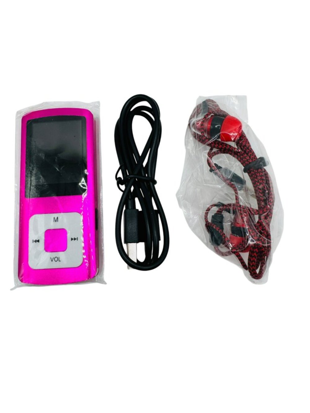 MP3 Player With Earphones & USB Cable Pink Compact Design TF Card Slot Lightweig